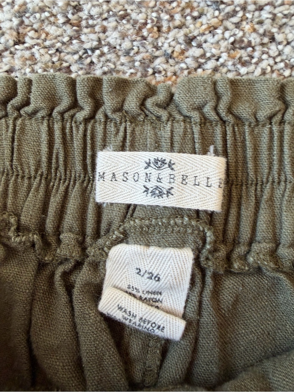 Mason & Belle Olive Green Linen Blend Wide Leg Utility Pants 2/26 Coastal Boho - Picture 4 of 6